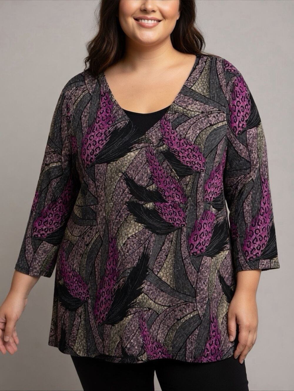 JM Collection Tunic Blouse Top 2X Luxury Money Career Dressy Work Faux Wrap - Picture 1 of 5